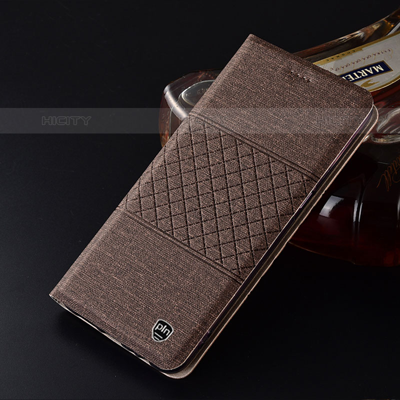 Coque Clapet Portefeuille Livre Tissu H13P pour Samsung Galaxy A03 Marron Plus