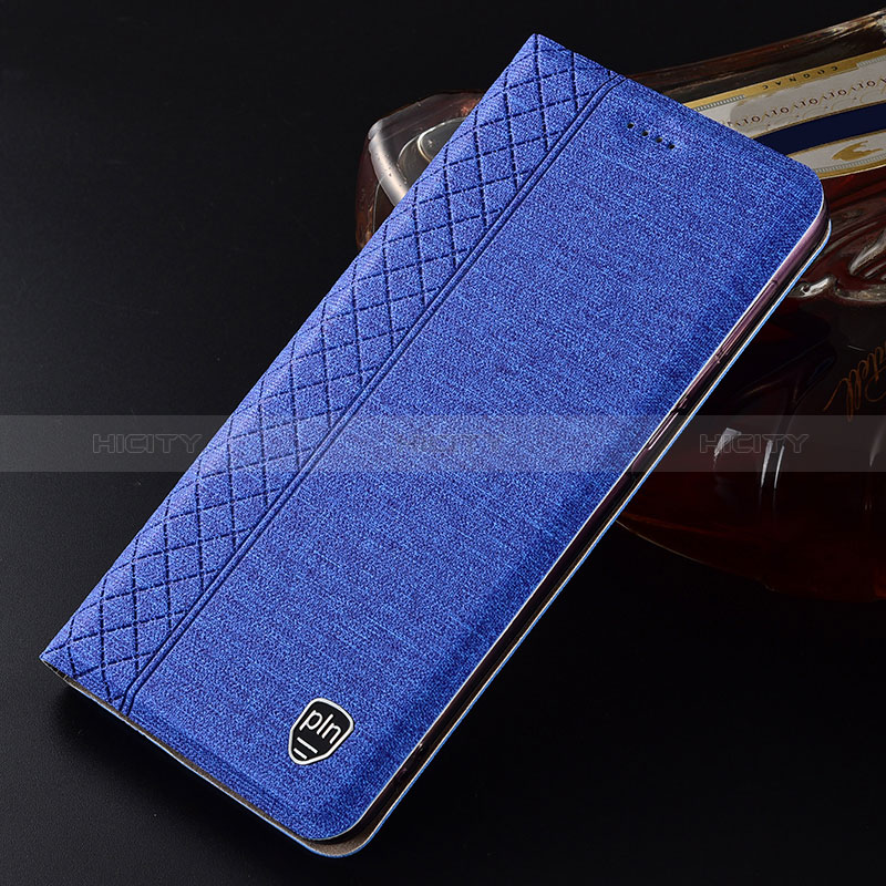 Coque Clapet Portefeuille Livre Tissu H13P pour Samsung Galaxy S25 5G Bleu Plus