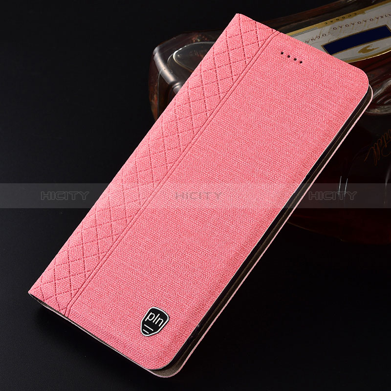 Coque Clapet Portefeuille Livre Tissu H13P pour Samsung Galaxy S25 Plus 5G Rose Plus