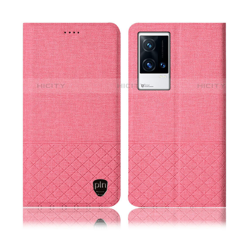 Coque Clapet Portefeuille Livre Tissu H13P pour Vivo iQOO 8 5G Rose Plus