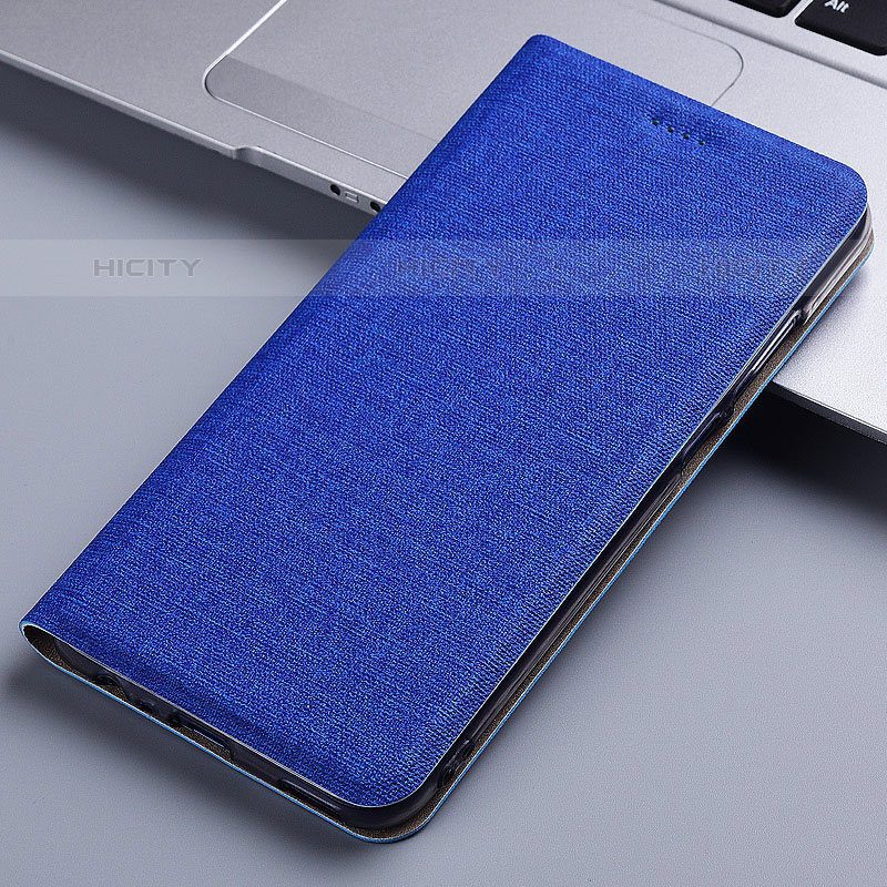 Coque Clapet Portefeuille Livre Tissu H13P pour Vivo iQOO Z5 5G Bleu Plus