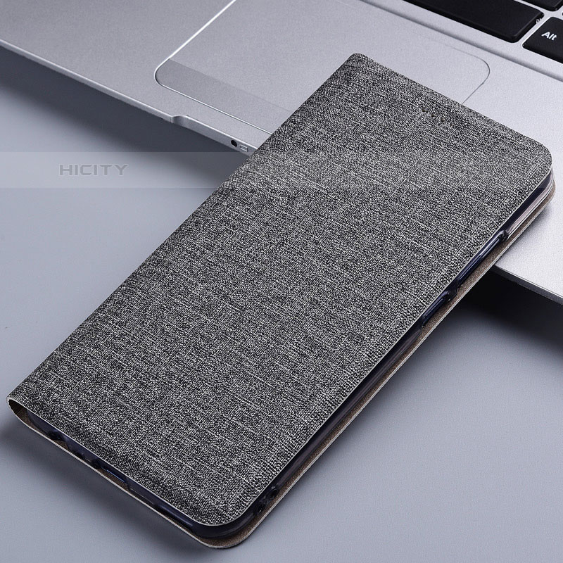 Coque Clapet Portefeuille Livre Tissu H13P pour Vivo iQOO Z5 5G Gris Plus