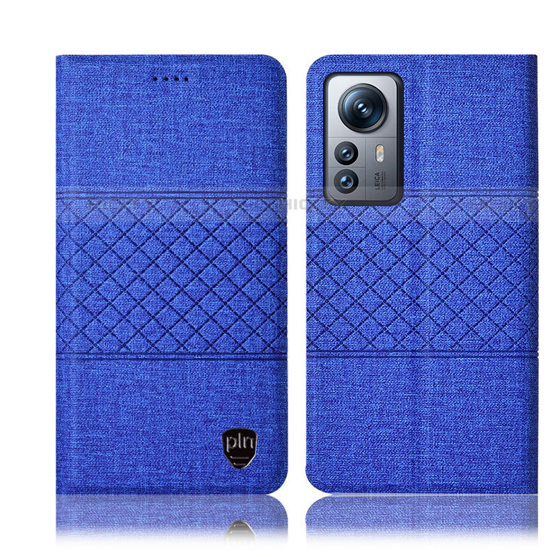 Coque Clapet Portefeuille Livre Tissu H13P pour Xiaomi Mi 12X 5G Bleu Plus