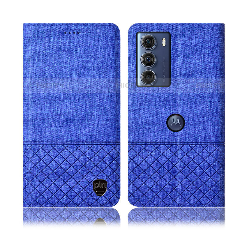 Coque Clapet Portefeuille Livre Tissu H14P pour Motorola Moto Edge S30 5G Bleu Plus