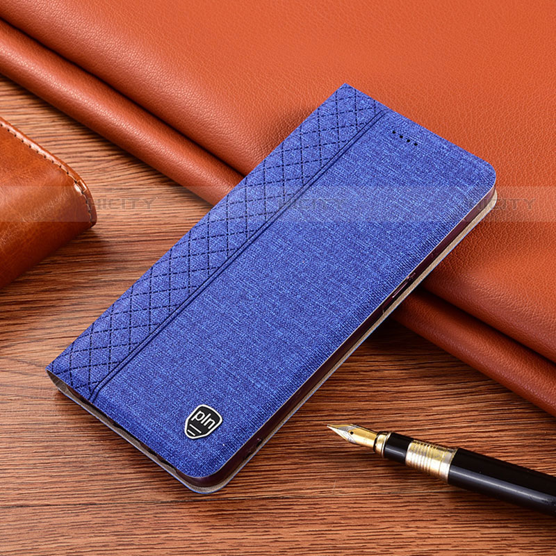 Coque Clapet Portefeuille Livre Tissu H14P pour Motorola Moto G Play Gen 2 Bleu Plus