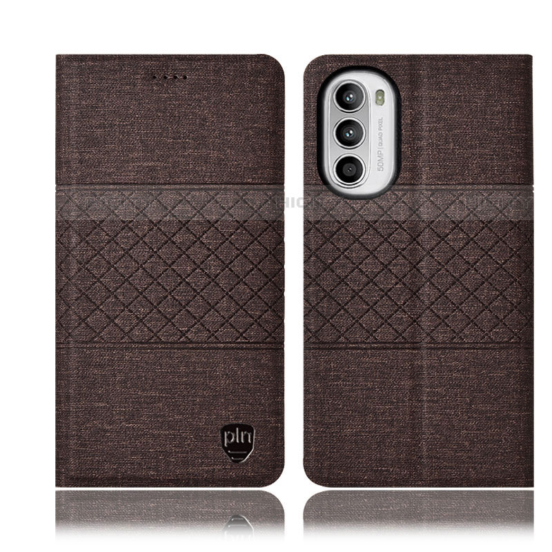 Coque Clapet Portefeuille Livre Tissu H14P pour Motorola Moto G82 5G Marron Plus