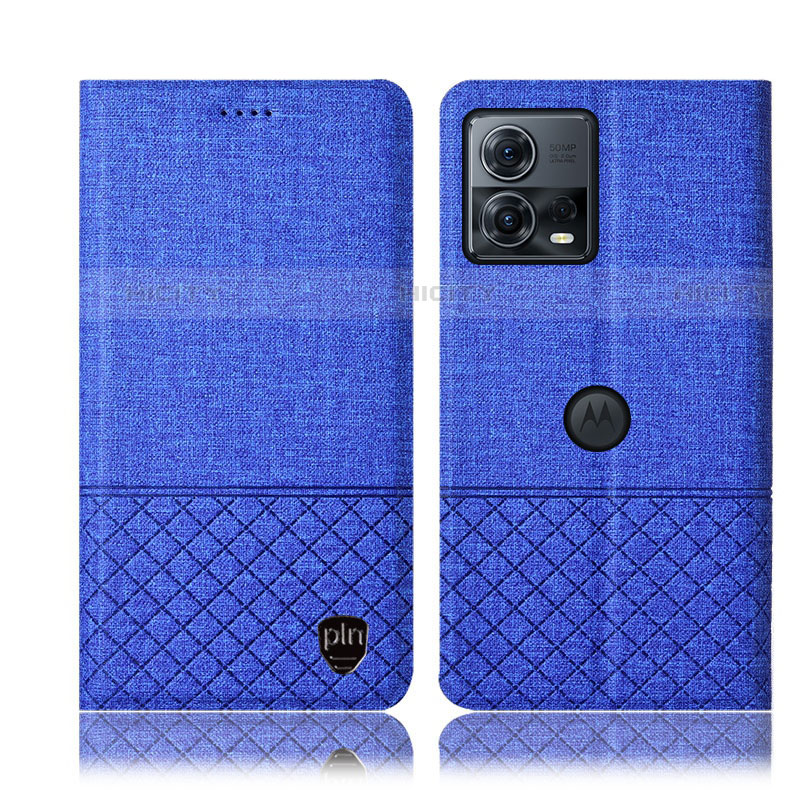 Coque Clapet Portefeuille Livre Tissu H14P pour Motorola Moto S30 Pro 5G Bleu Plus