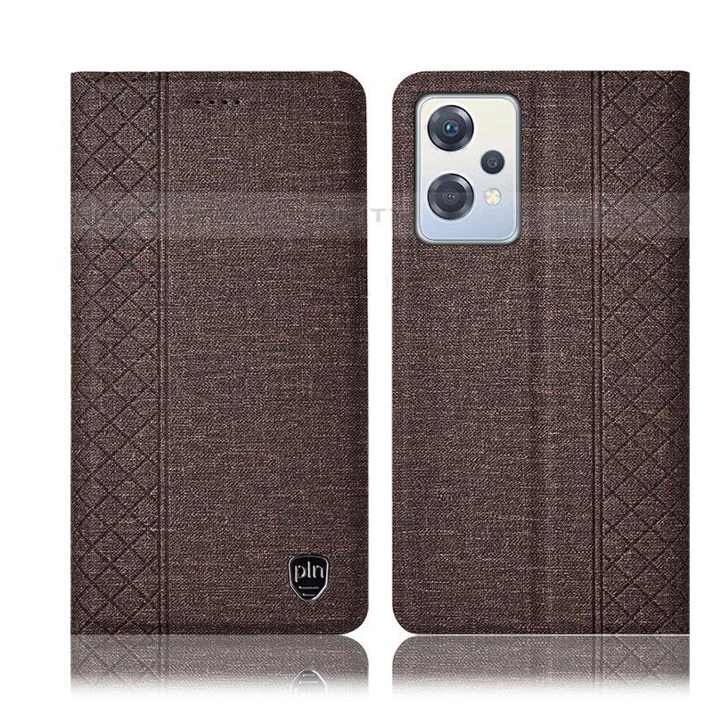 Coque Clapet Portefeuille Livre Tissu H14P pour OnePlus Nord CE 2 Lite 5G Marron Plus