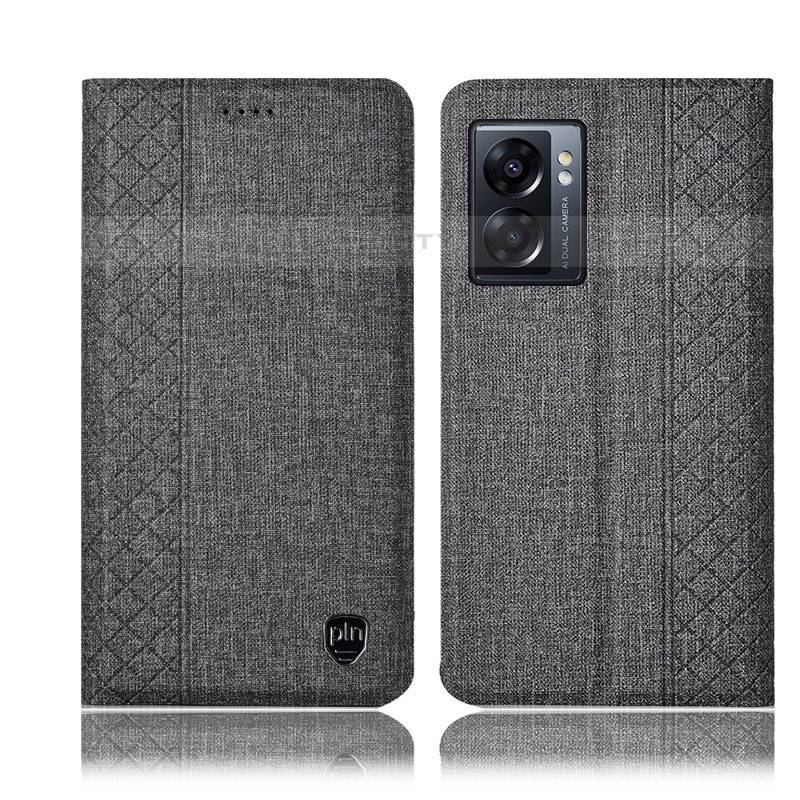 Coque Clapet Portefeuille Livre Tissu H14P pour OnePlus Nord N300 5G Gris Plus