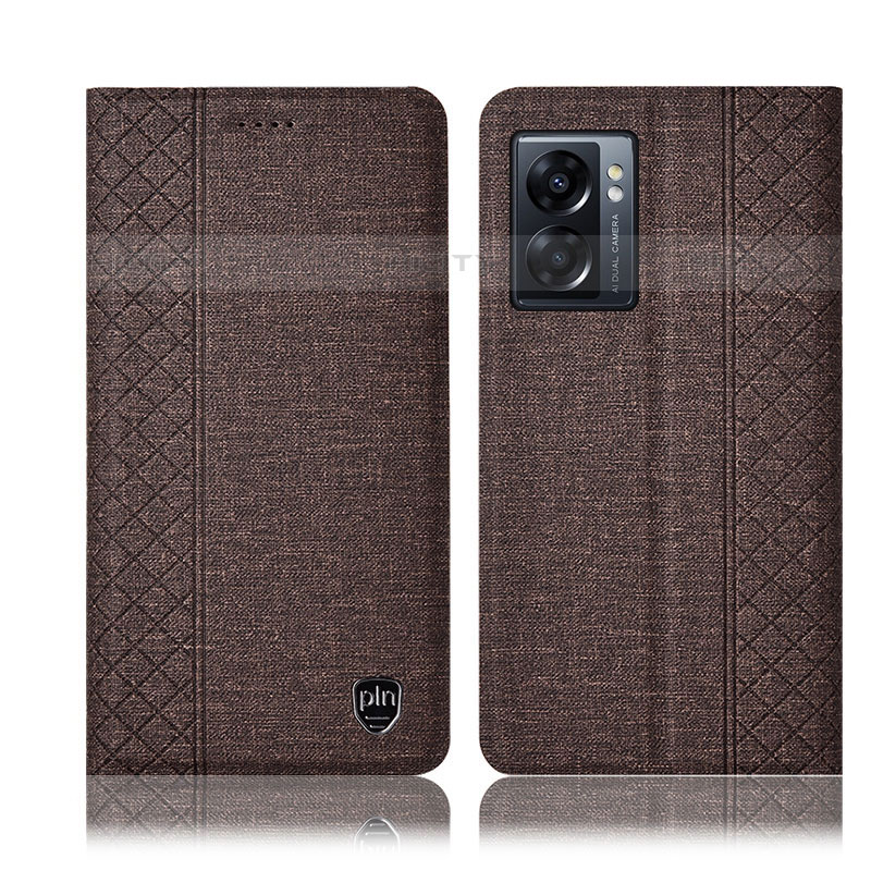 Coque Clapet Portefeuille Livre Tissu H14P pour OnePlus Nord N300 5G Marron Plus