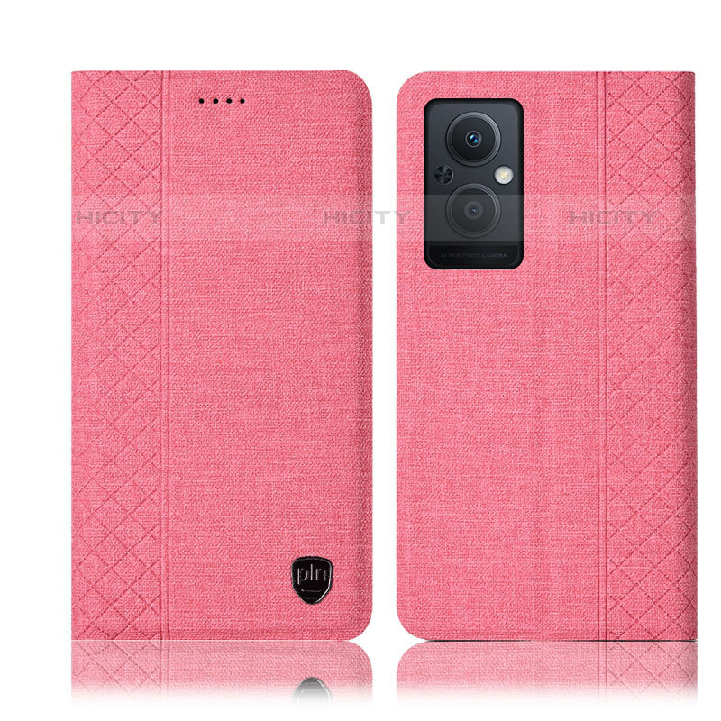 Coque Clapet Portefeuille Livre Tissu H14P pour Oppo F21 Pro 5G Rose Plus