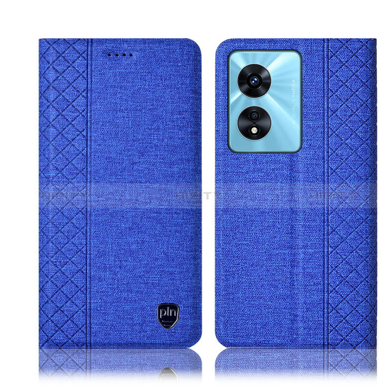 Coque Clapet Portefeuille Livre Tissu H14P pour Oppo F23 5G Bleu Plus