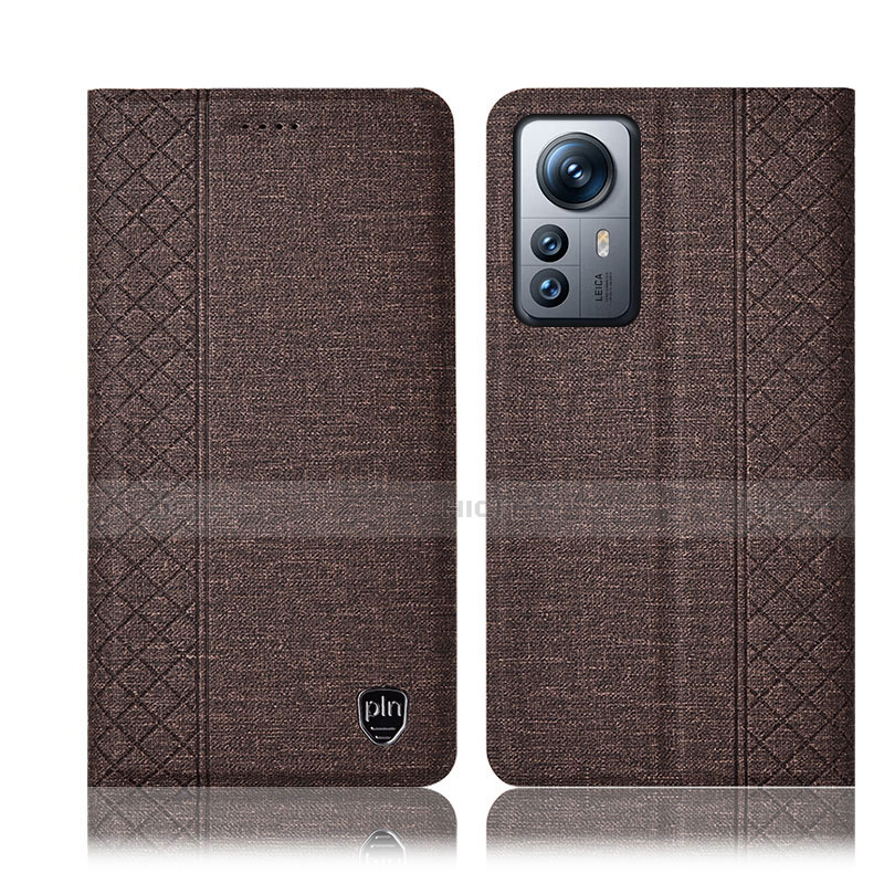 Coque Clapet Portefeuille Livre Tissu H14P pour Xiaomi Mi 12 5G Marron Plus