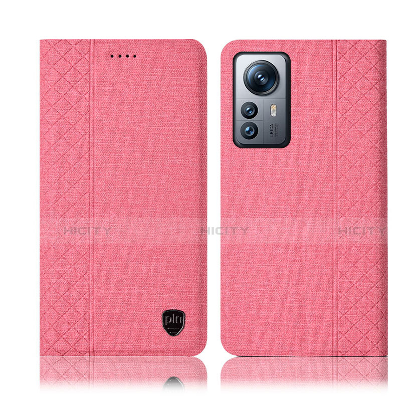 Coque Clapet Portefeuille Livre Tissu H14P pour Xiaomi Mi 12 5G Rose Plus