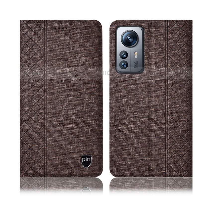 Coque Clapet Portefeuille Livre Tissu H14P pour Xiaomi Mi 12 Lite 5G Marron Plus