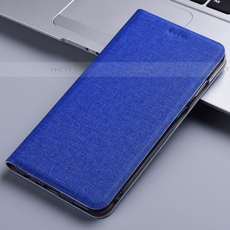Coque Clapet Portefeuille Livre Tissu H21P pour Samsung Galaxy A52 5G Bleu Plus
