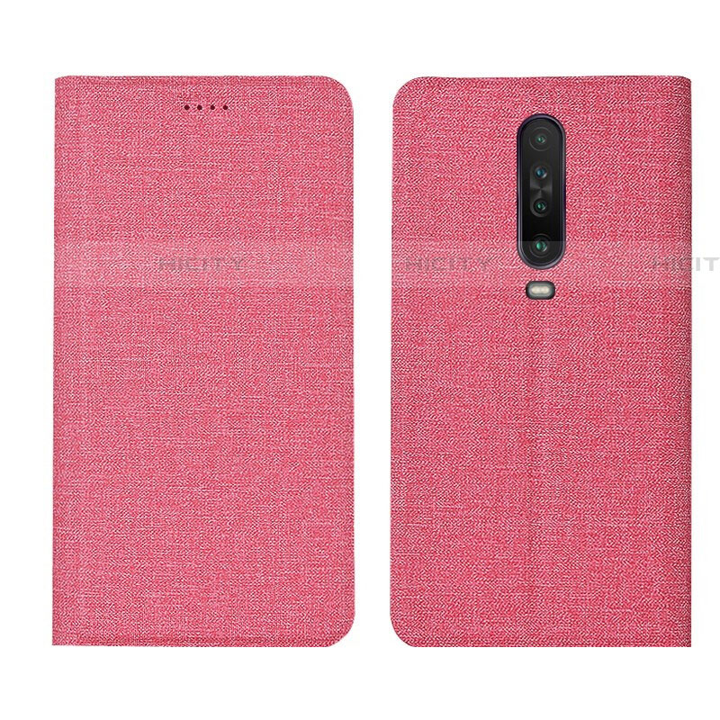 Coque Clapet Portefeuille Livre Tissu L01 pour Xiaomi Redmi K30 4G Rose Plus