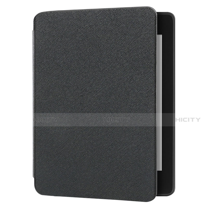 Coque Clapet Portefeuille Livre Tissu pour Amazon Kindle Paperwhite 6 inch Noir Plus