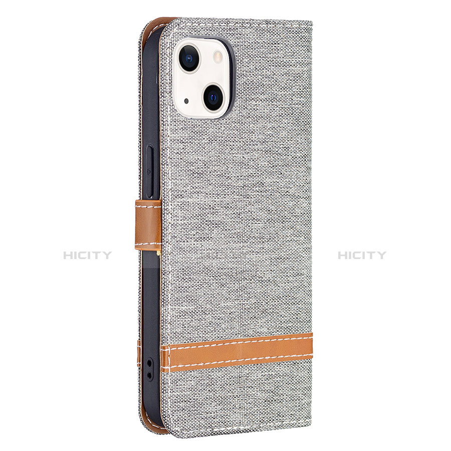 Coque Clapet Portefeuille Livre Tissu pour Apple iPhone 13 Mini Gris Plus