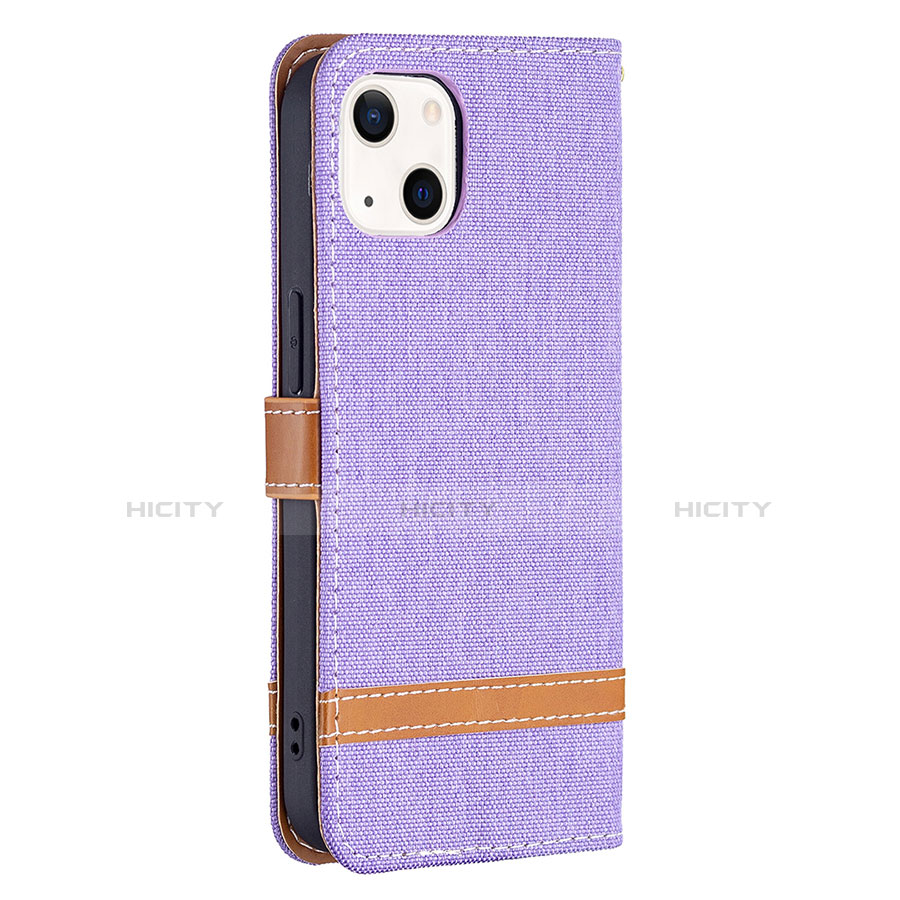 Coque Clapet Portefeuille Livre Tissu pour Apple iPhone 14 Plus Violet Plus