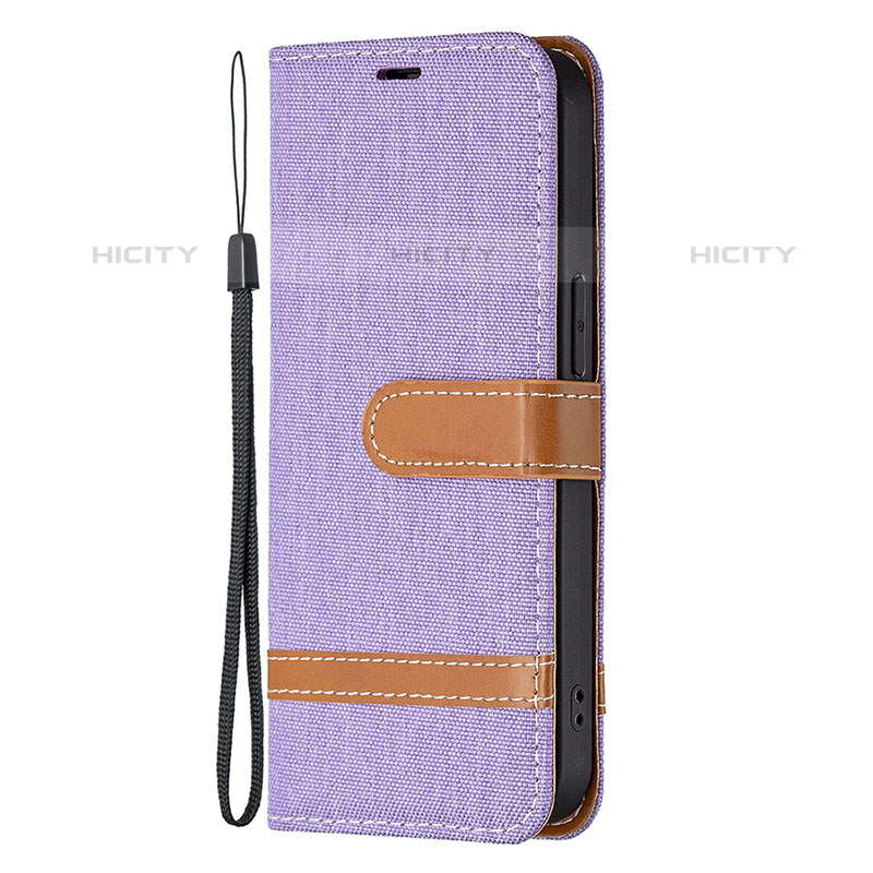 Coque Clapet Portefeuille Livre Tissu pour Apple iPhone 15 Pro Max Violet Plus