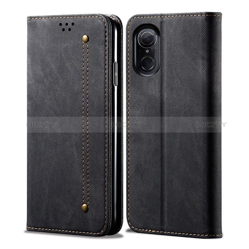 Coque Clapet Portefeuille Livre Tissu pour Huawei Honor 50 SE 5G Noir Plus