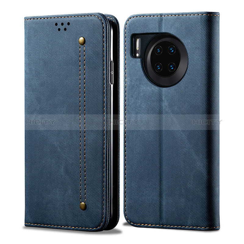 Coque Clapet Portefeuille Livre Tissu pour Huawei Nova 8i Bleu Plus