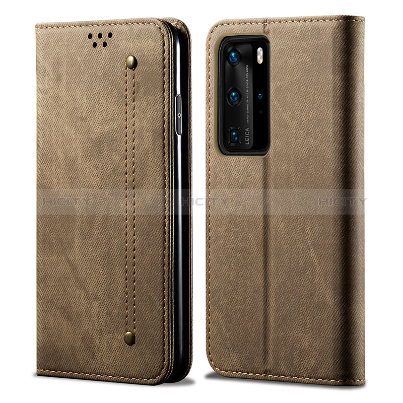 Coque Clapet Portefeuille Livre Tissu pour Huawei P40 Pro Plus