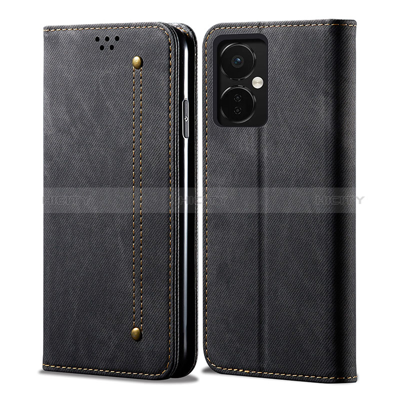 Coque Clapet Portefeuille Livre Tissu pour OnePlus Nord CE 3 5G Noir Plus