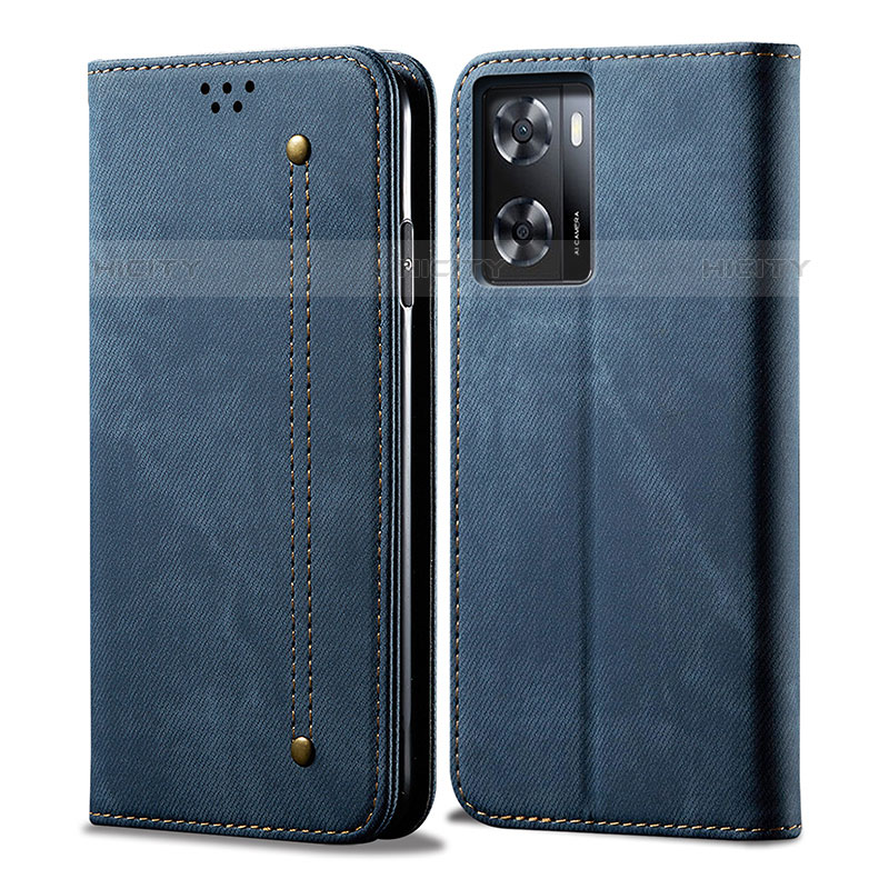 Coque Clapet Portefeuille Livre Tissu pour OnePlus Nord N300 5G Bleu Plus