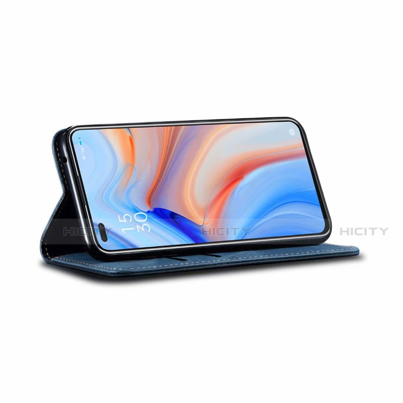 Coque Clapet Portefeuille Livre Tissu pour Oppo Reno4 4G Plus