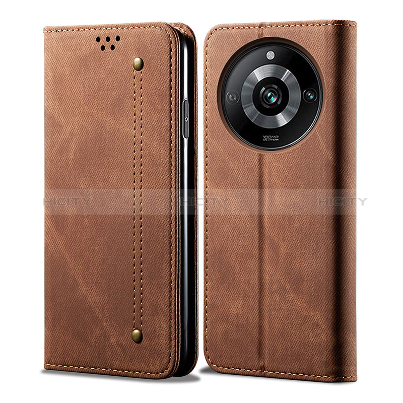 Coque Clapet Portefeuille Livre Tissu pour Realme 11 Pro 5G Marron Plus