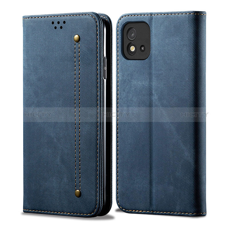 Coque Clapet Portefeuille Livre Tissu pour Realme C11 (2021) Bleu Plus