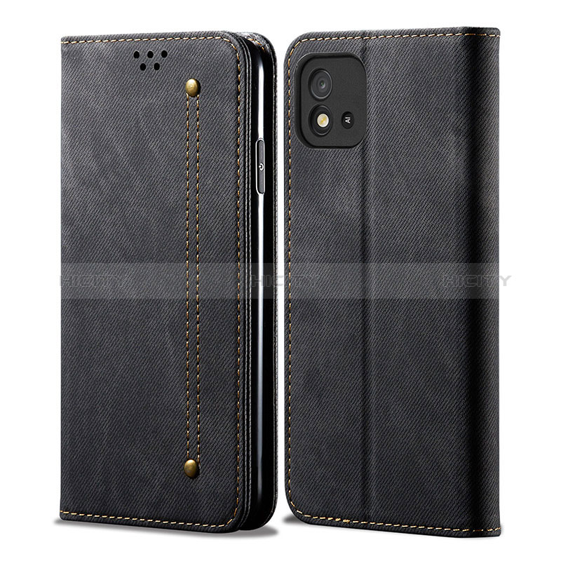 Coque Clapet Portefeuille Livre Tissu pour Realme C11 (2021) Noir Plus