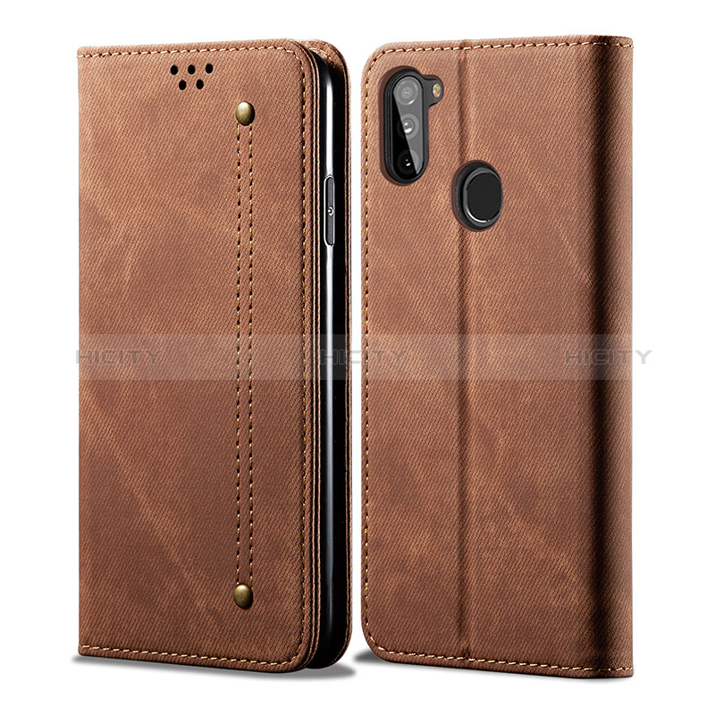 Coque Clapet Portefeuille Livre Tissu pour Samsung Galaxy M11 Plus