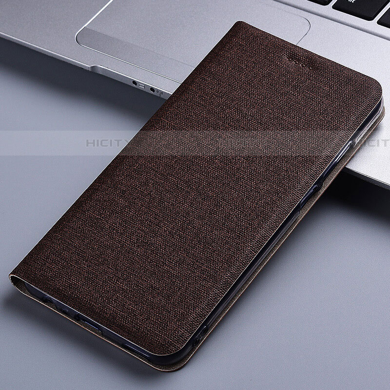 Coque Clapet Portefeuille Livre Tissu pour Samsung Galaxy M60s Marron Plus