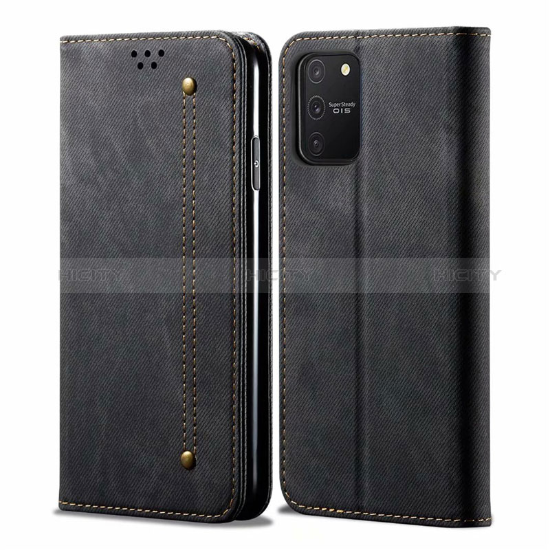 Coque Clapet Portefeuille Livre Tissu pour Samsung Galaxy M80S Noir Plus