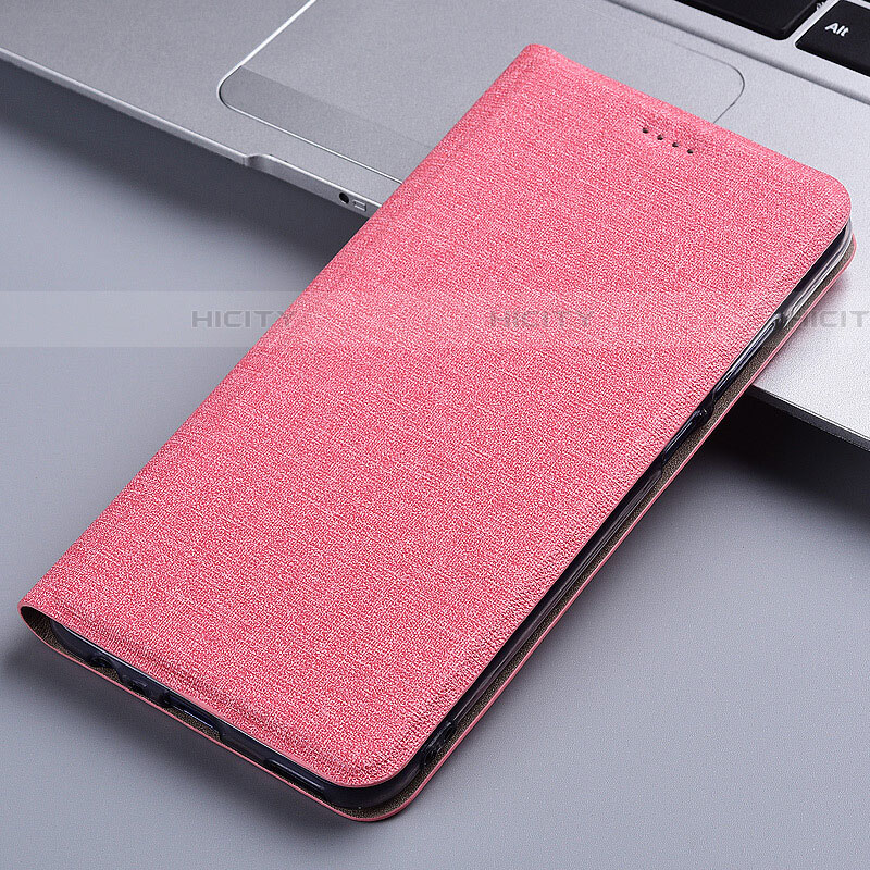 Coque Clapet Portefeuille Livre Tissu pour Samsung Galaxy Note 10 Lite Rose Plus