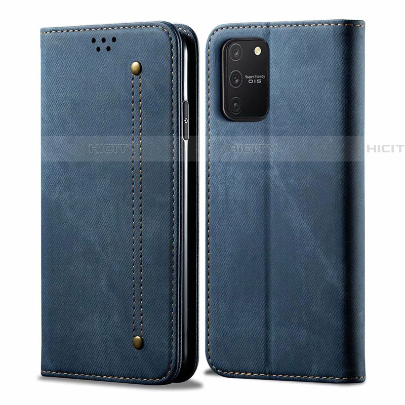 Coque Clapet Portefeuille Livre Tissu pour Samsung Galaxy S10 Lite Bleu Plus