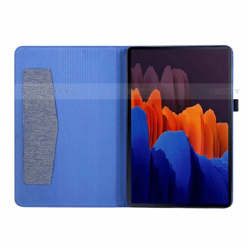 Coque Clapet Portefeuille Livre Tissu pour Samsung Galaxy Tab S7 4G 11 SM-T875 Plus