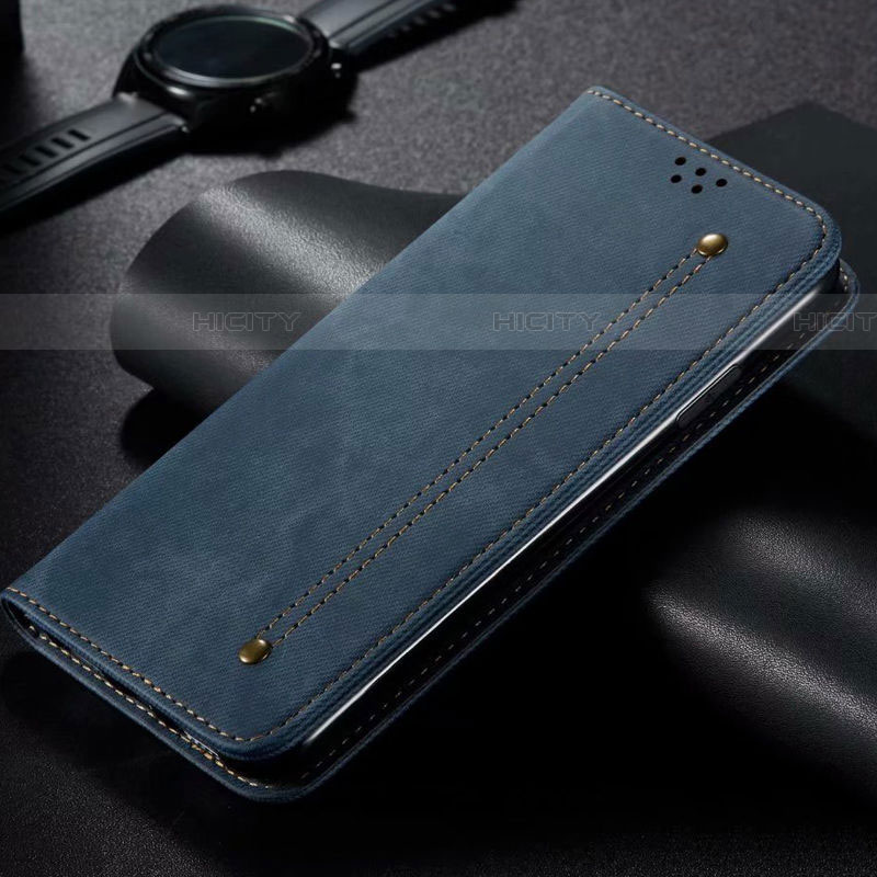 Coque Clapet Portefeuille Livre Tissu pour Vivo S1 Pro Bleu Plus