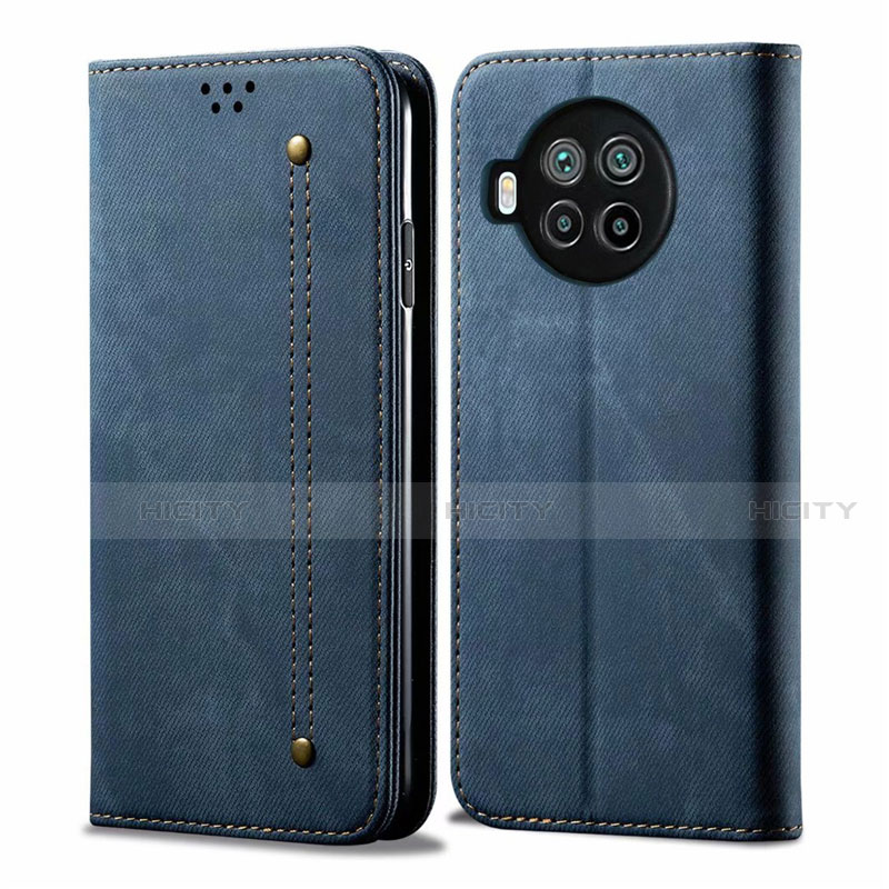 Coque Clapet Portefeuille Livre Tissu pour Xiaomi Mi 10i 5G Bleu Plus