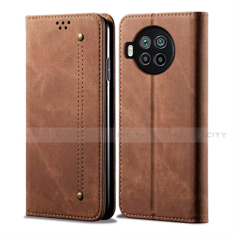 Coque Clapet Portefeuille Livre Tissu pour Xiaomi Mi 10i 5G Marron Plus