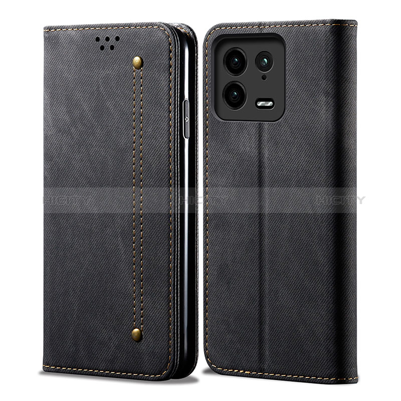 Coque Clapet Portefeuille Livre Tissu pour Xiaomi Mi 13 Pro 5G Noir Plus