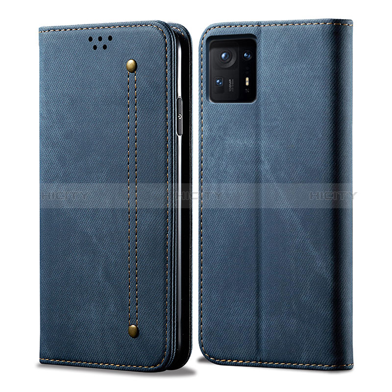 Coque Clapet Portefeuille Livre Tissu pour Xiaomi Mi Mix 4 5G Bleu Plus