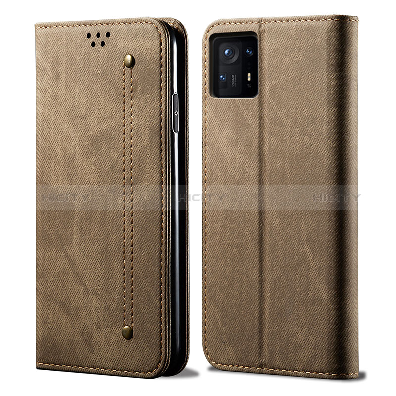 Coque Clapet Portefeuille Livre Tissu pour Xiaomi Mi Mix 4 5G Kaki Plus