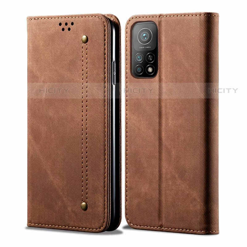 Coque Clapet Portefeuille Livre Tissu pour Xiaomi Redmi K30S 5G Marron Plus