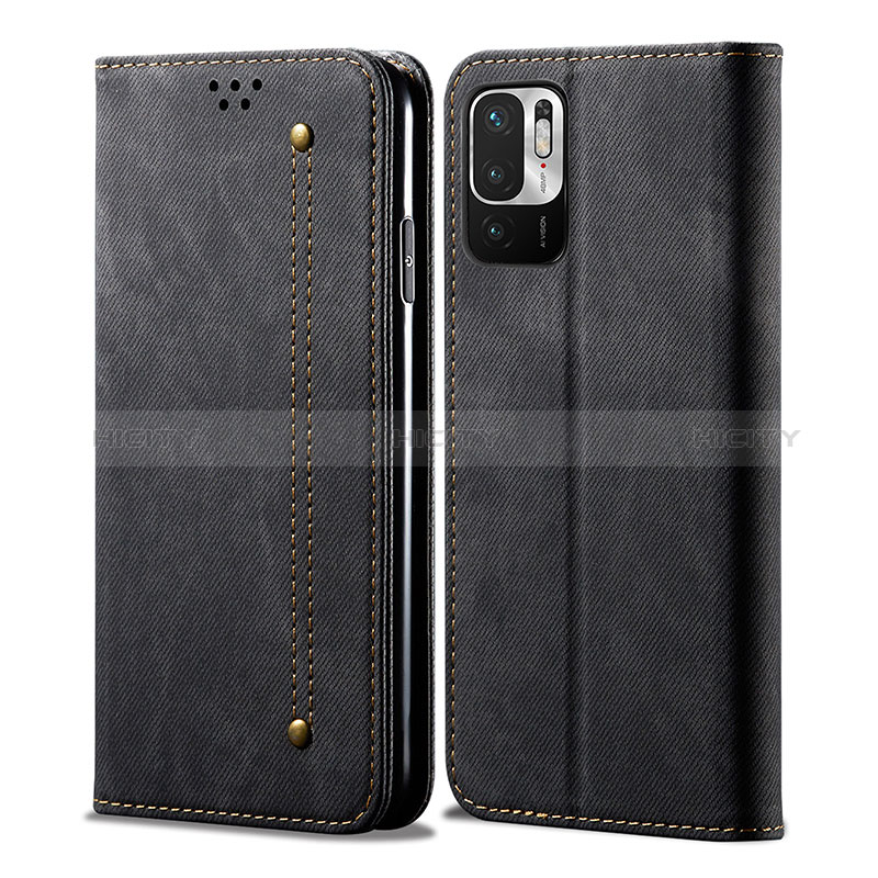 Coque Clapet Portefeuille Livre Tissu pour Xiaomi Redmi Note 11 SE 5G Noir Plus