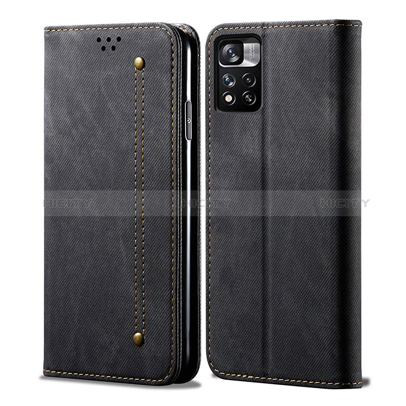 Coque Clapet Portefeuille Livre Tissu pour Xiaomi Redmi Note 11S 5G Noir Plus