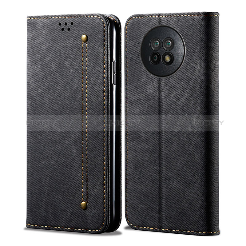 Coque Clapet Portefeuille Livre Tissu pour Xiaomi Redmi Note 9 5G Noir Plus